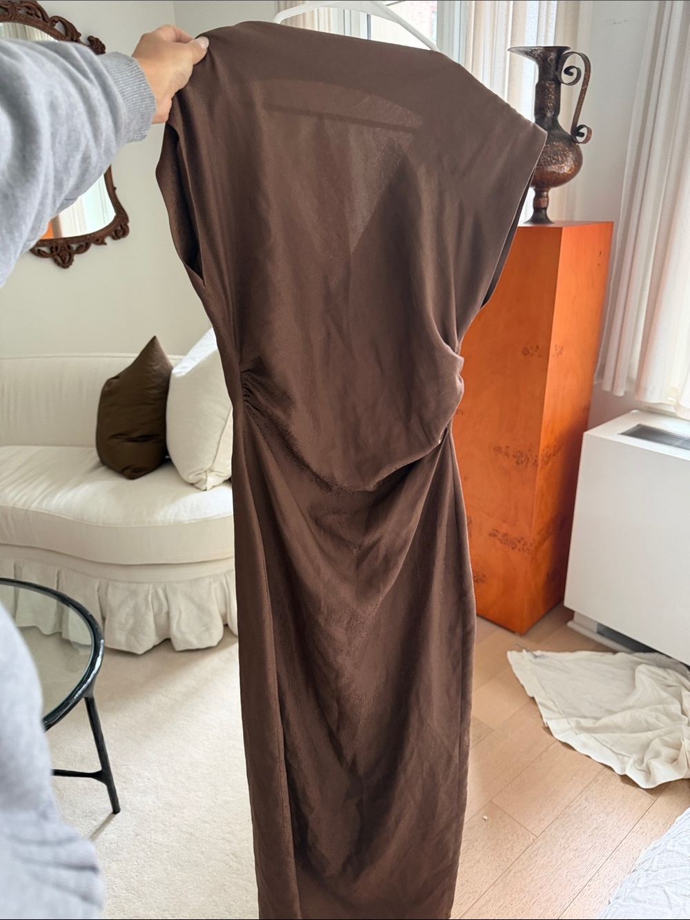 Scanlan Theodore Chocolate Brown Asymmetric Maxi Dress